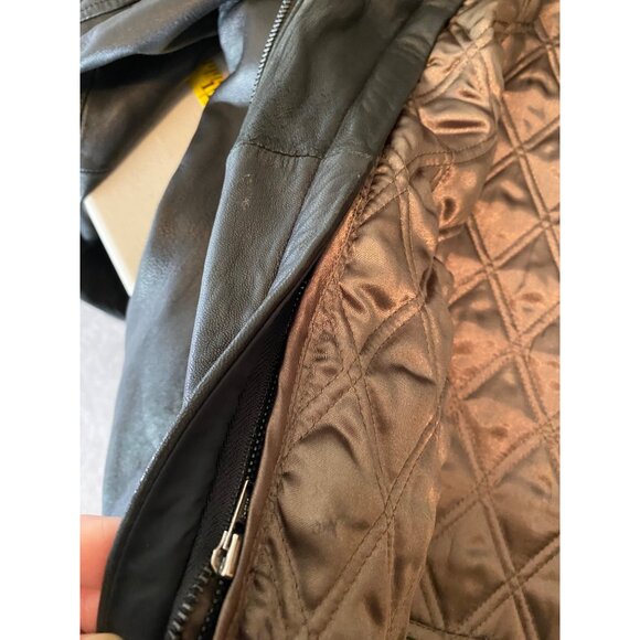 Andrew Marc Mens Black Leather Jacket Thermolite Plus Quilted Lining Large - Picture 9 of 15